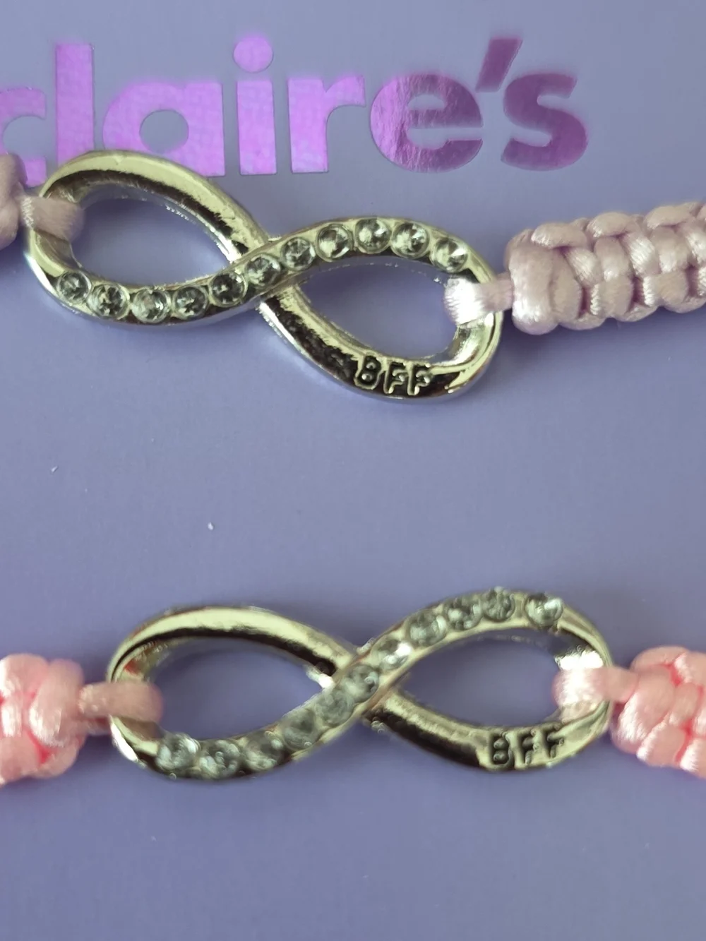 Claire's Pink Rhinestone Infinity BFF Bracelet Duo